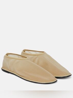 The Row Beige Mesh Slip-On Loafers